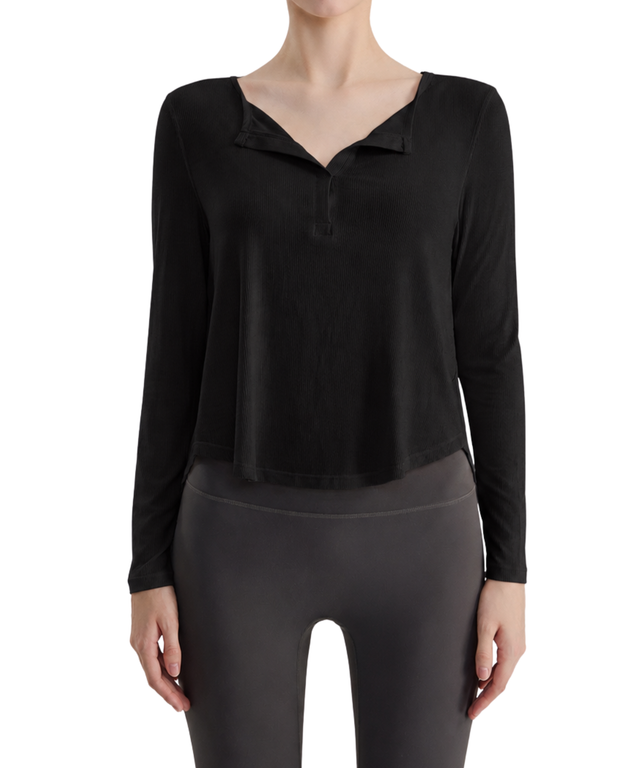 CozyEase Softly Ribbed Henley