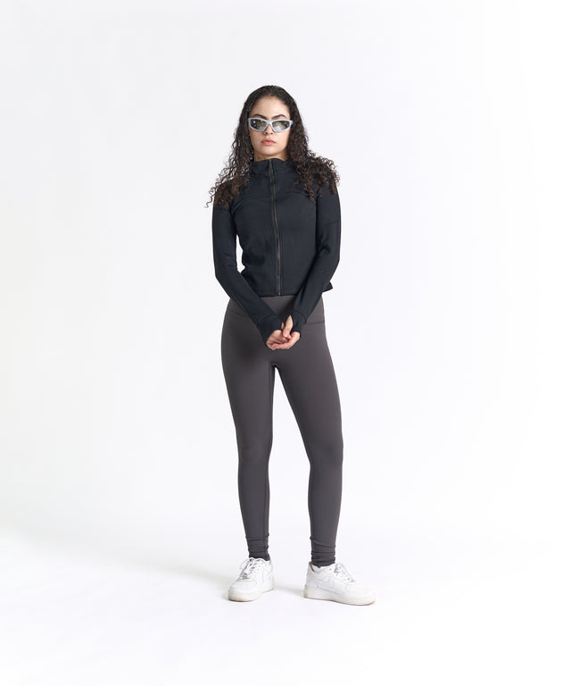 FlexEase Velvet Cropped Full-Zip Jacket