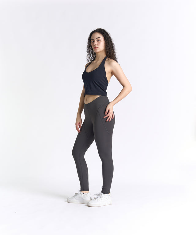 FlowForm Halter Low-Cut Cropped Top (with built in pads)