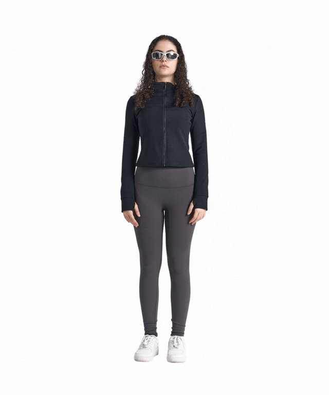 FlexEase Velvet Cropped Full-Zip Jacket
