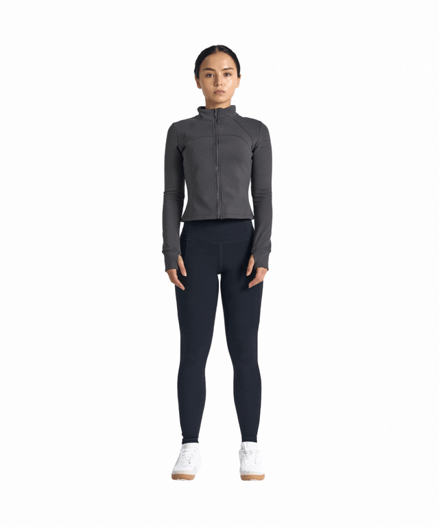 FlexEase Velvet Cropped Full-Zip Jacket