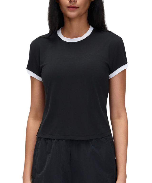 Contrast Trim Cotton Baby Tee
