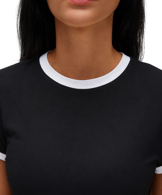 Contrast Trim Cotton Baby Tee