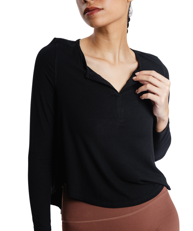 CozyEase Softly Ribbed Henley