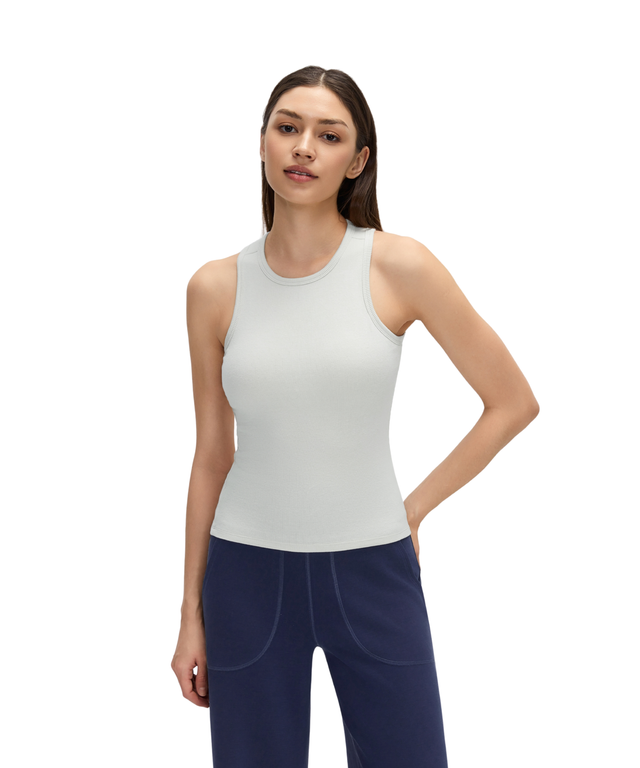 CloudEase High-Neck Soft Ribbed Tank (with removable pads)