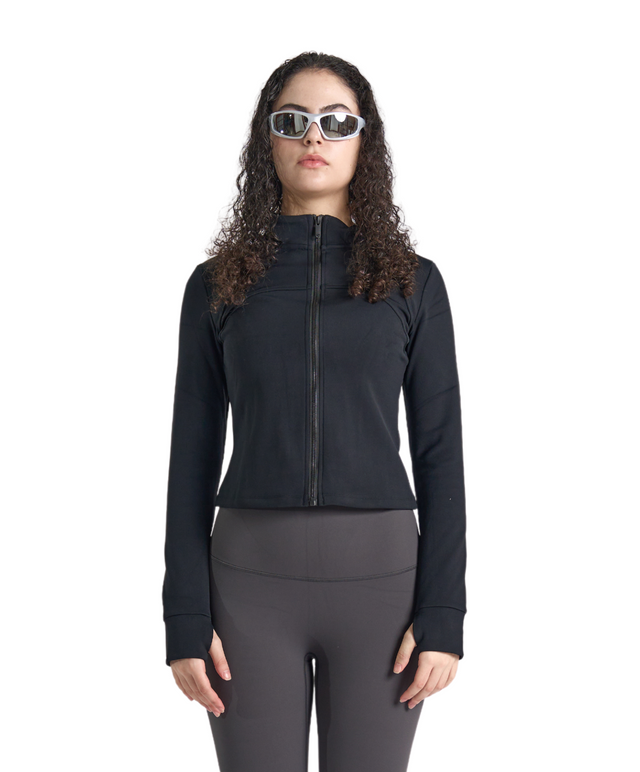 FlexEase Velvet Cropped Full-Zip Jacket