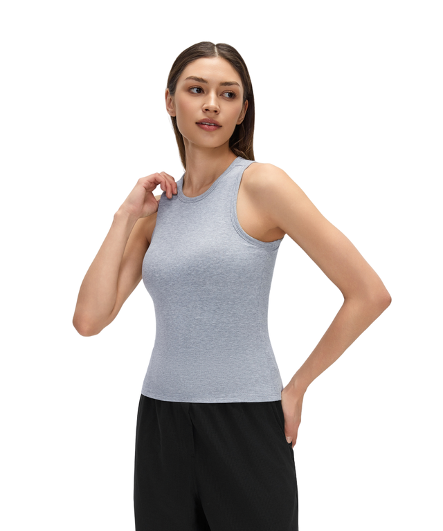 CloudEase High-Neck Soft Ribbed Tank (with removable pads)